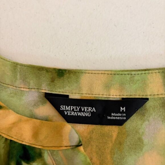 Simply Vera Vera Wang Blouse Women's Medium Floral V-Neck Popover Cap Sleeve - Picture 6 of 8